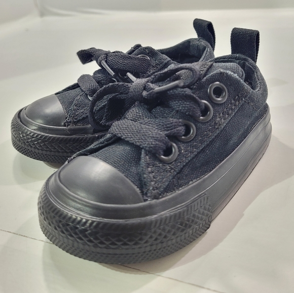 CONVERSE ALL STAR STREET OX LOW MONO BLACK SHOE BABY TODDLER SIZE 4 - Picture 2 of 13